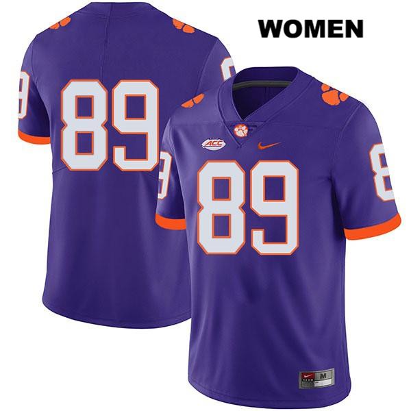 Women's Clemson Tigers #89 Tristan Walliser Stitched Purple Legend Authentic Nike No Name NCAA College Football Jersey NIA0046PE